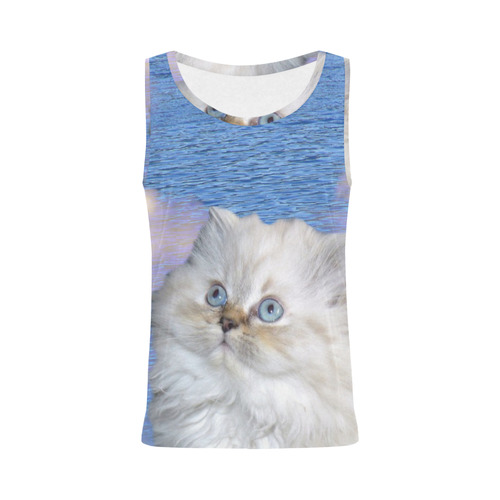 Cat and Water All Over Print Tank Top for Women (Model T43)