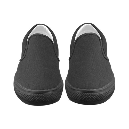 Black-White-S Women's Slip-on Canvas Shoes/Large Size (Model 019)
