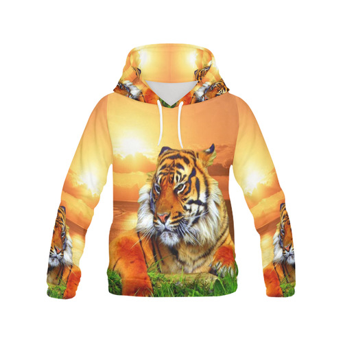 Sumatran Tiger All Over Print Hoodie for Women (USA Size) (Model H13)