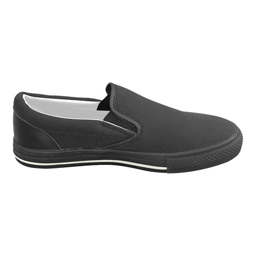 Black-White-S Women's Slip-on Canvas Shoes/Large Size (Model 019)