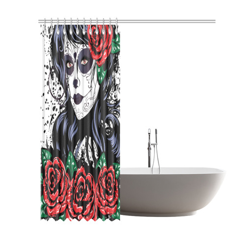 Sugar Skull Day of the Dead Floral Shower Curtain 69"x84"