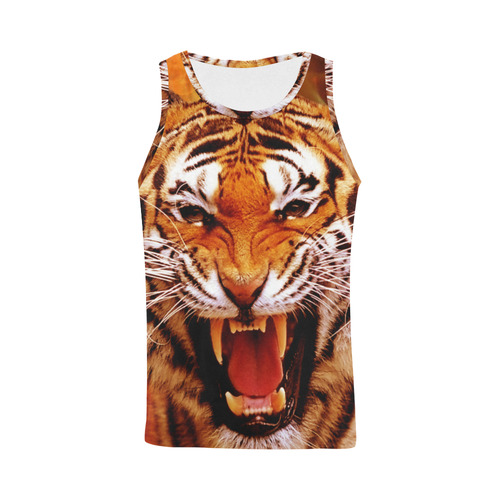 Tiger and Flame All Over Print Tank Top for Men (Model T43)