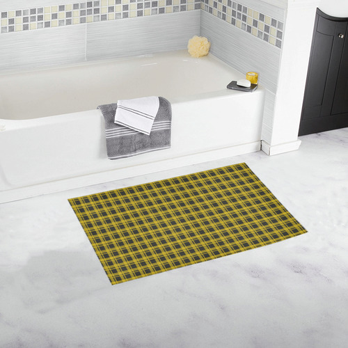 checkered Fabric yellow  black by FeelGood Bath Rug 16''x 28''
