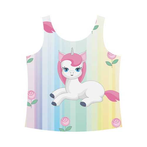 unicorn and roses All Over Print Tank Top for Women (Model T43)