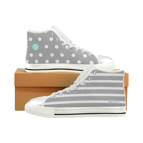 Turquoise Dot. Inspired by the Magic Island of Gotland. Women's Classic High Top Canvas Shoes (Model 017)