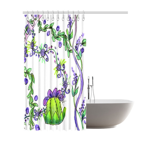 Queen's Crown Purple Green Vines ZenGarden Shower Curtain 69"x84"