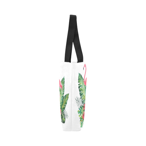 Pink Flamingo Tropical Floral Hibiscus Canvas Tote Bag (Model 1657)