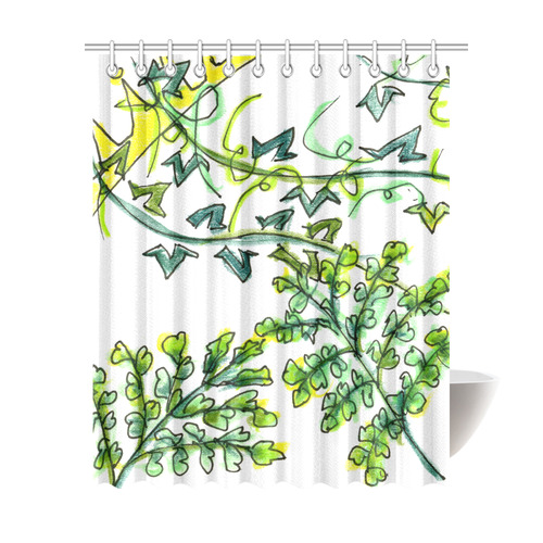 Golden Crown Green Vines Dancing in Wind Garden Shower Curtain 69"x84"