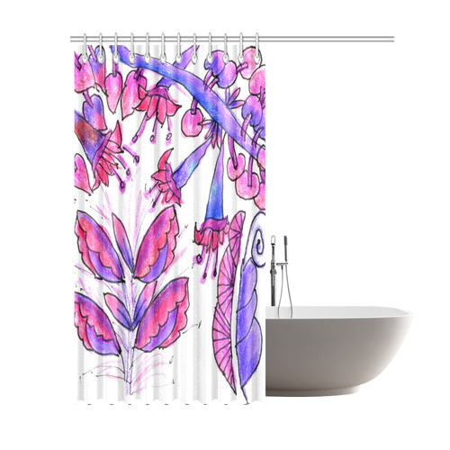 Pink Purple Valentine Love Flowers Vines Garden Shower Curtain 69"x84"