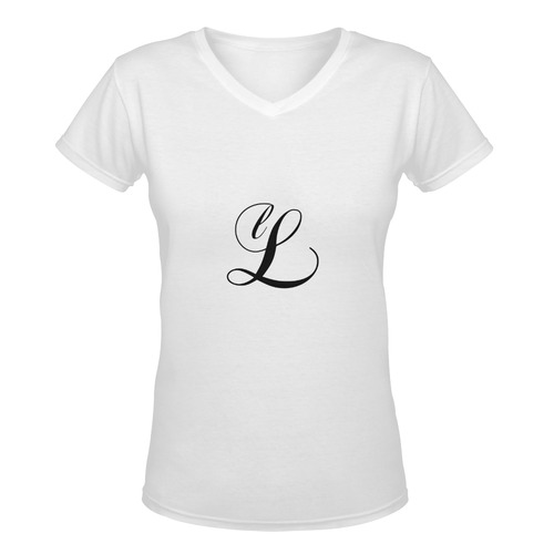 Alphabet L - Jera Nour Women's Deep V-neck T-shirt (Model T19)