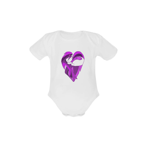 Unicorn pink heart Baby Powder Organic Short Sleeve One Piece (Model T28)