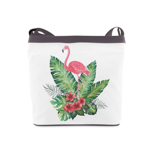 Pink Flamingo Tropical Floral Hibiscus Crossbody Bags (Model 1613)