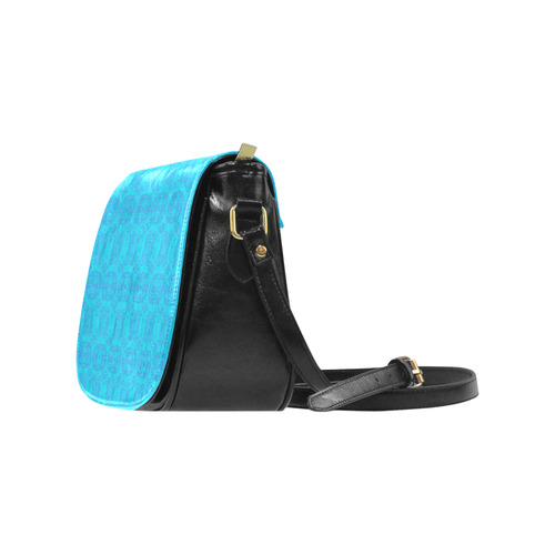 Blue and Turquoise Abstract Damask Classic Saddle Bag/Small (Model 1648)