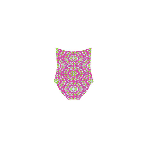 Hot Pink, Lime Green and White Pop Art Strap Swimsuit ( Model S05)