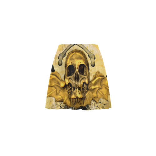 Awesome skull in golden colors Mini Skating Skirt (Model D36)