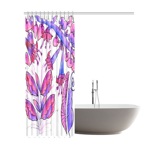 Pink Purple Valentine Love Flowers Vines Garden Shower Curtain 69"x84"