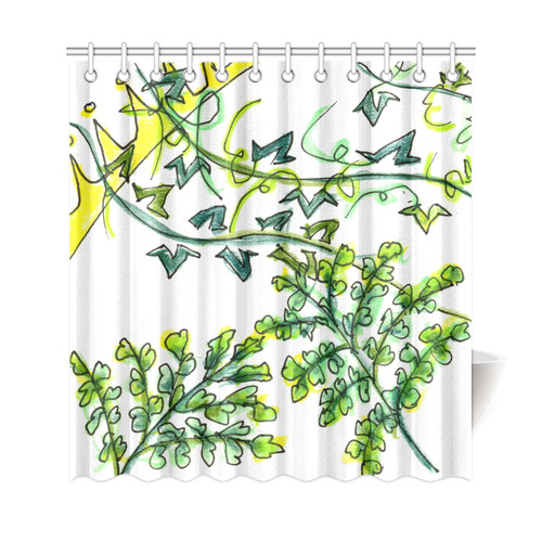 Golden Crown Green Vines Dancing in Wind Garden Shower Curtain 69"x72"