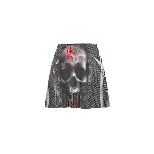 Awesome skull on metal design Mini Skating Skirt (Model D36)