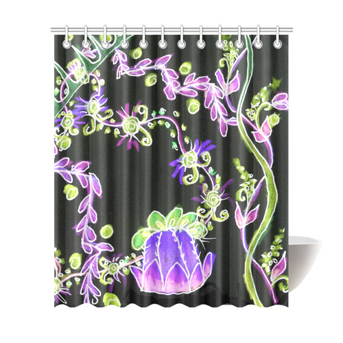 Psychedelic Irish Garden Queen's Crown Night Shower Curtain 72"x84"