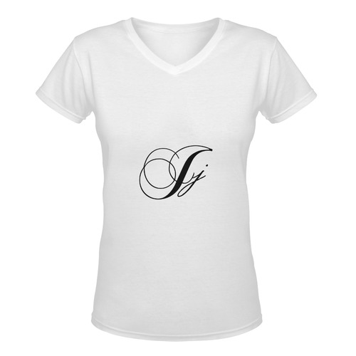 Alphabet J - Jera Nour Women's Deep V-neck T-shirt (Model T19)