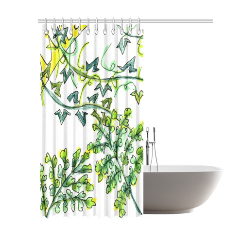 Golden Crown Green Vines Dancing in Wind Garden Shower Curtain 69"x84"