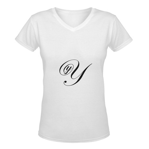 Alphabet Y - Jera Nour Women's Deep V-neck T-shirt (Model T19)