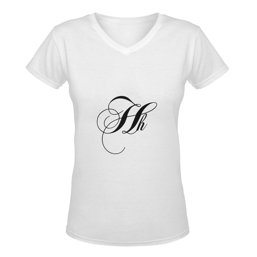 Alphabet H - Jera Nour Women's Deep V-neck T-shirt (Model T19)