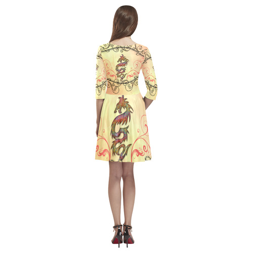 Chinese dragon Tethys Half-Sleeve Skater Dress(Model D20)