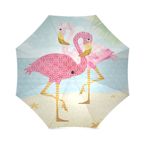 Pink Flamingos Beach Foldable Umbrella (Model U01)
