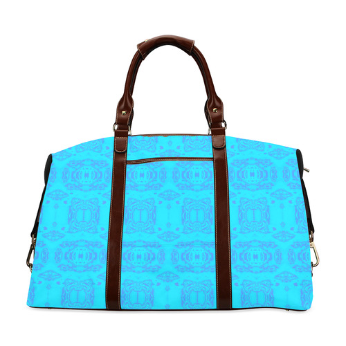 Abstract Blue and Turquoise Damask Pattern Classic Travel Bag (Model 1643) Remake