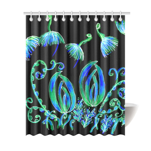 Underwater Psychedelic Sea Coral Jelly Fish Ocean Shower Curtain 69"x84"