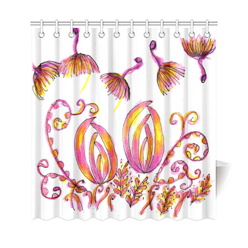 Pink Yellow Fairy Bells Secret Flower Nest Garden Shower Curtain 69"x72"