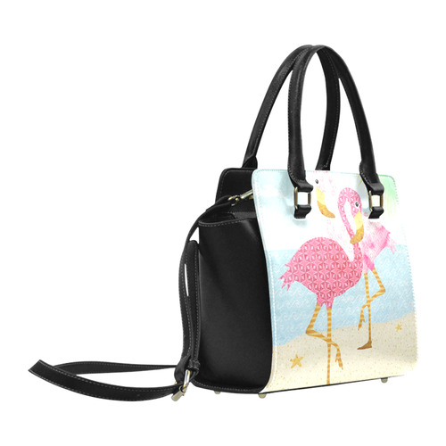 Pink Flamingos Beach Classic Shoulder Handbag (Model 1653)