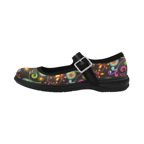Retro Paisley Bright Colors on Black Bg Virgo Instep Retro Paisley Bright Colors on Black Bg Virgo Instep