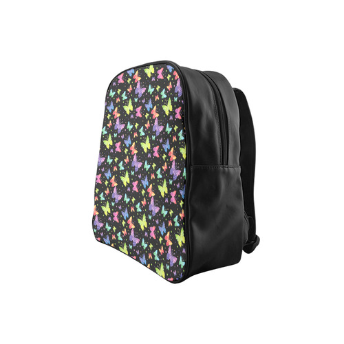 Colorful Butterflies Black Edition School Backpack (Model 1601)(Small)