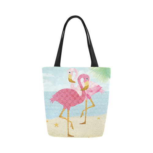 Pink Flamingos On The Beach Canvas Tote Bag (Model 1657)