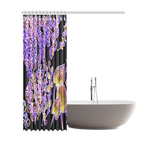 Psychedelic Royal Purple Violet Gold Jewels Shower Curtain 72"x84"
