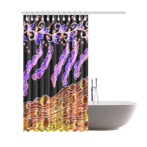 Psychedelic Purple Vines, Flowing Golden River Shower Curtain 72"x84"
