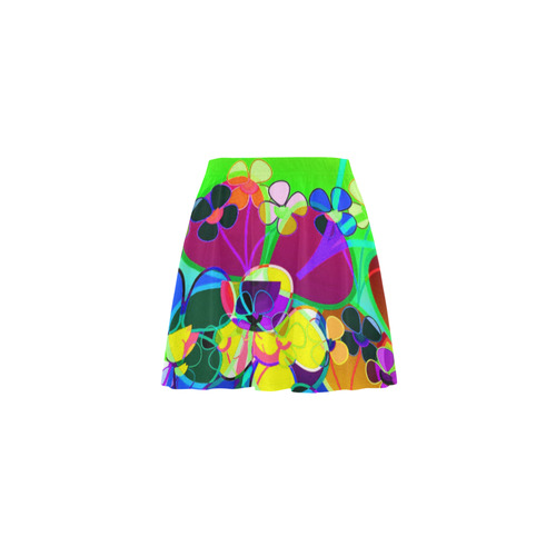 Abstract Pop Neon Flowers Mini Skating Skirt (Model D36)