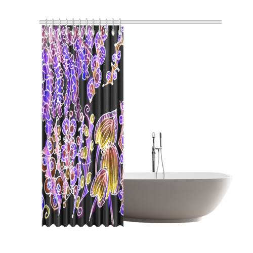 Psychedelic Royal Purple Violet Gold Jewels Shower Curtain 69"x84"