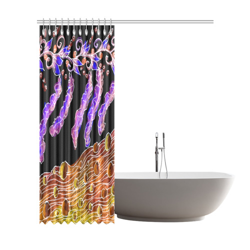 Psychedelic Purple Vines, Flowing Golden River Shower Curtain 72"x84"