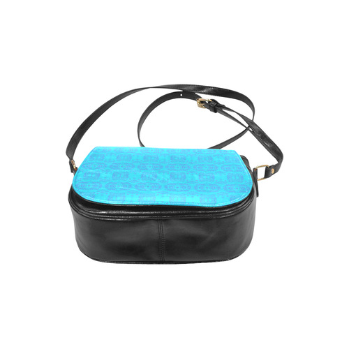 Blue and Turquoise Abstract Damask Classic Saddle Bag/Small (Model 1648)