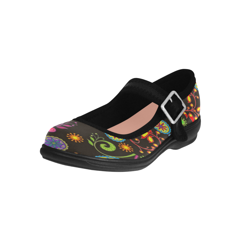 Retro Paisley Bright Colors on Black Bg Virgo Instep Retro Paisley Bright Colors on Black Bg Virgo Instep