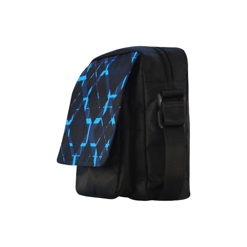 Diagonal Blue & Black Plaid Hipster Style Crossbody Nylon Bags (Model 1633)