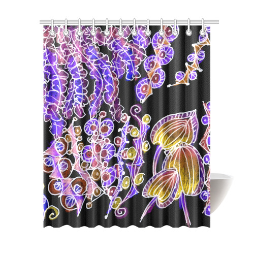 Psychedelic Royal Purple Violet Gold Jewels Shower Curtain 69"x84"