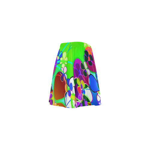 Abstract Pop Neon Flowers Mini Skating Skirt (Model D36)