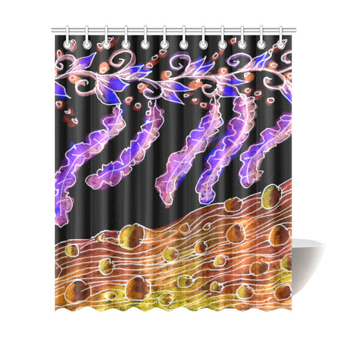 Psychedelic Purple Vines, Flowing Golden River Shower Curtain 72"x84"