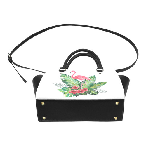 Pink Flamingo Tropical Floral Hibiscus Classic Shoulder Handbag (Model 1653)