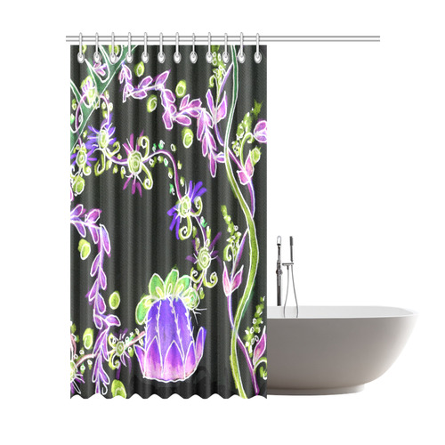 Psychedelic Irish Garden Queen's Crown Night Shower Curtain 72"x84"