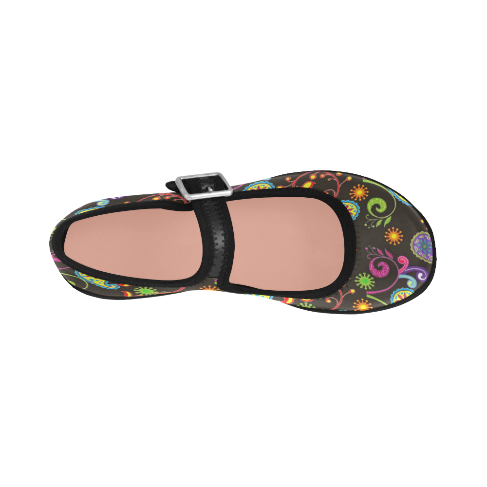 Retro Paisley Bright Colors on Black Bg Virgo Instep Retro Paisley Bright Colors on Black Bg Virgo Instep